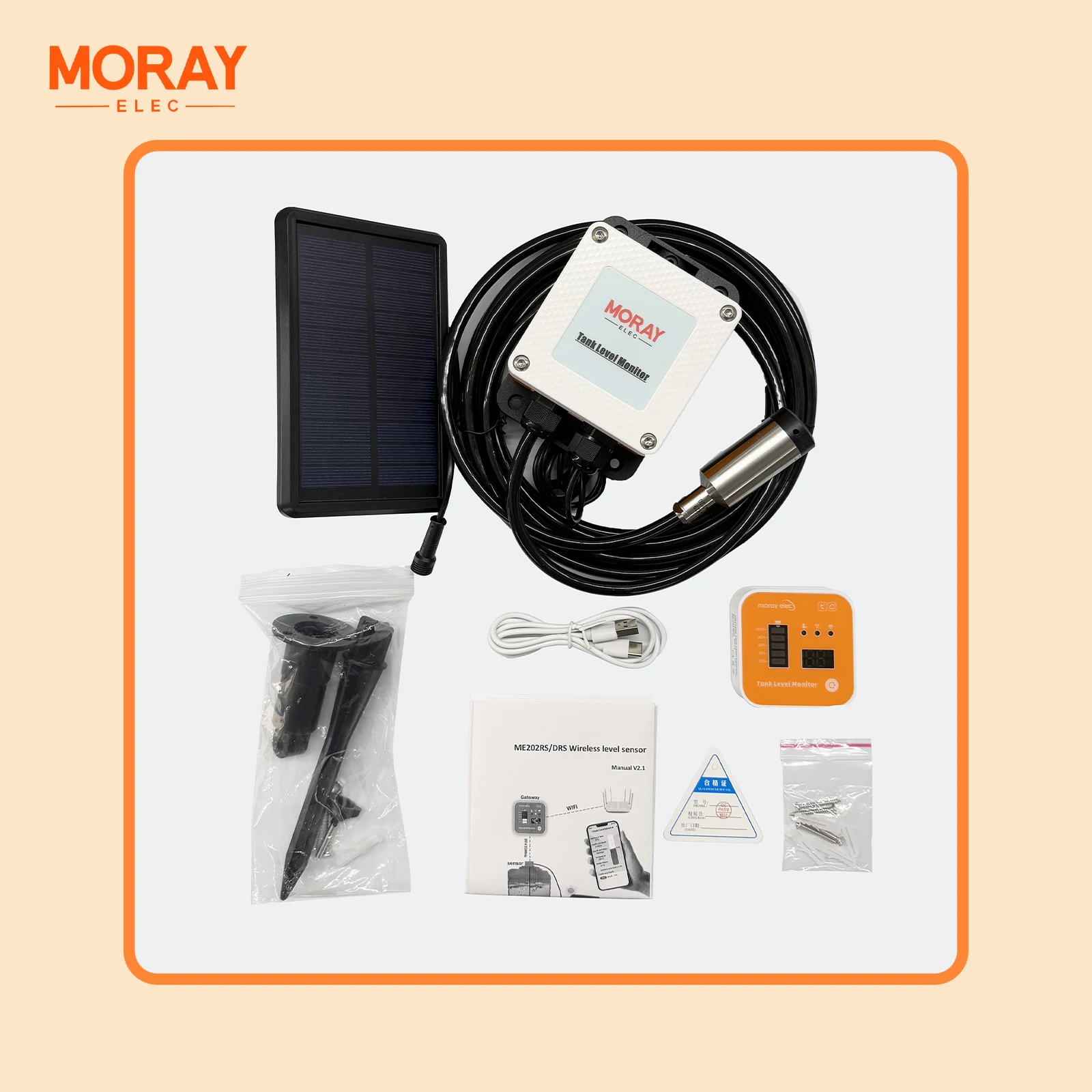 เซ็นเซอร์วัดระดับน้ำแบบจุ่ม Moray ME202R พร้อมหน้าจอแสดงอุณหภูมิแบบ LED ควบคุมผ่าน WiFi ปรับแต่งได้ สำหรับบ้านอัจฉริยะ ความแม่นยำสูง