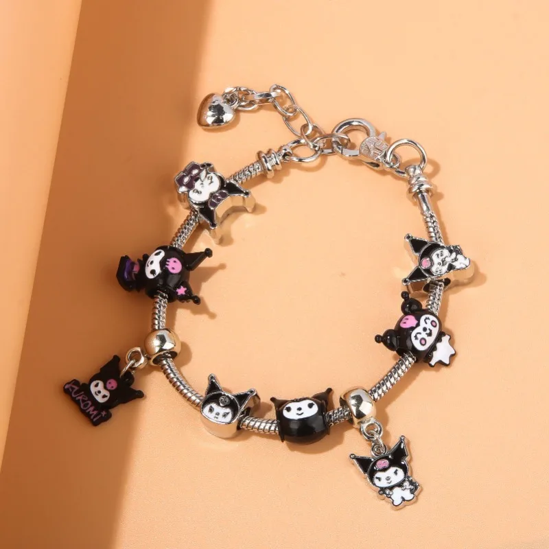 Sanrio Kuromi Pandora pulsera moda dibujos animados Hello Kitty ajustable señoras Rhinestone cuentas joyería pulsera regalos de vacaciones