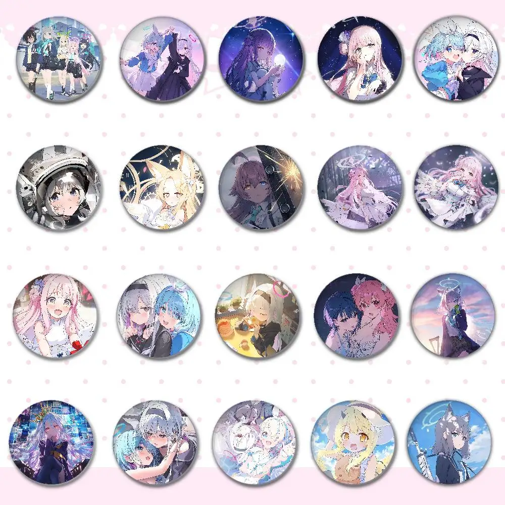Blue Archive The Animation Abzeichen Runde Brosche Niedliche Cartoon Idol Cosplay Abzeichen DIY Rucksack Kleidung Schmuck Pins