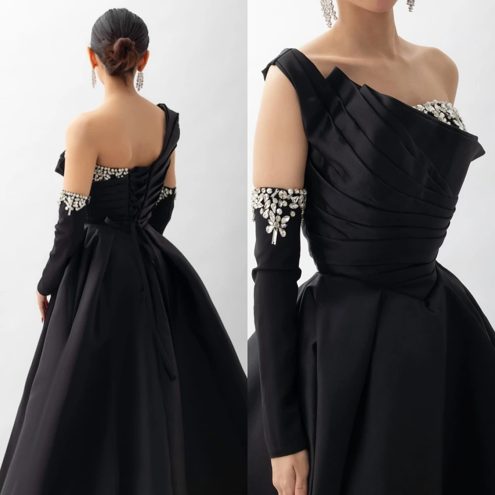 فستان سهرة رسمي أنيق بكتف واحد مخصص على شكل حرف A، فساتين مناسبة كلاسيكية حساسة حسب الطلب، فستان حفلات عصري #5