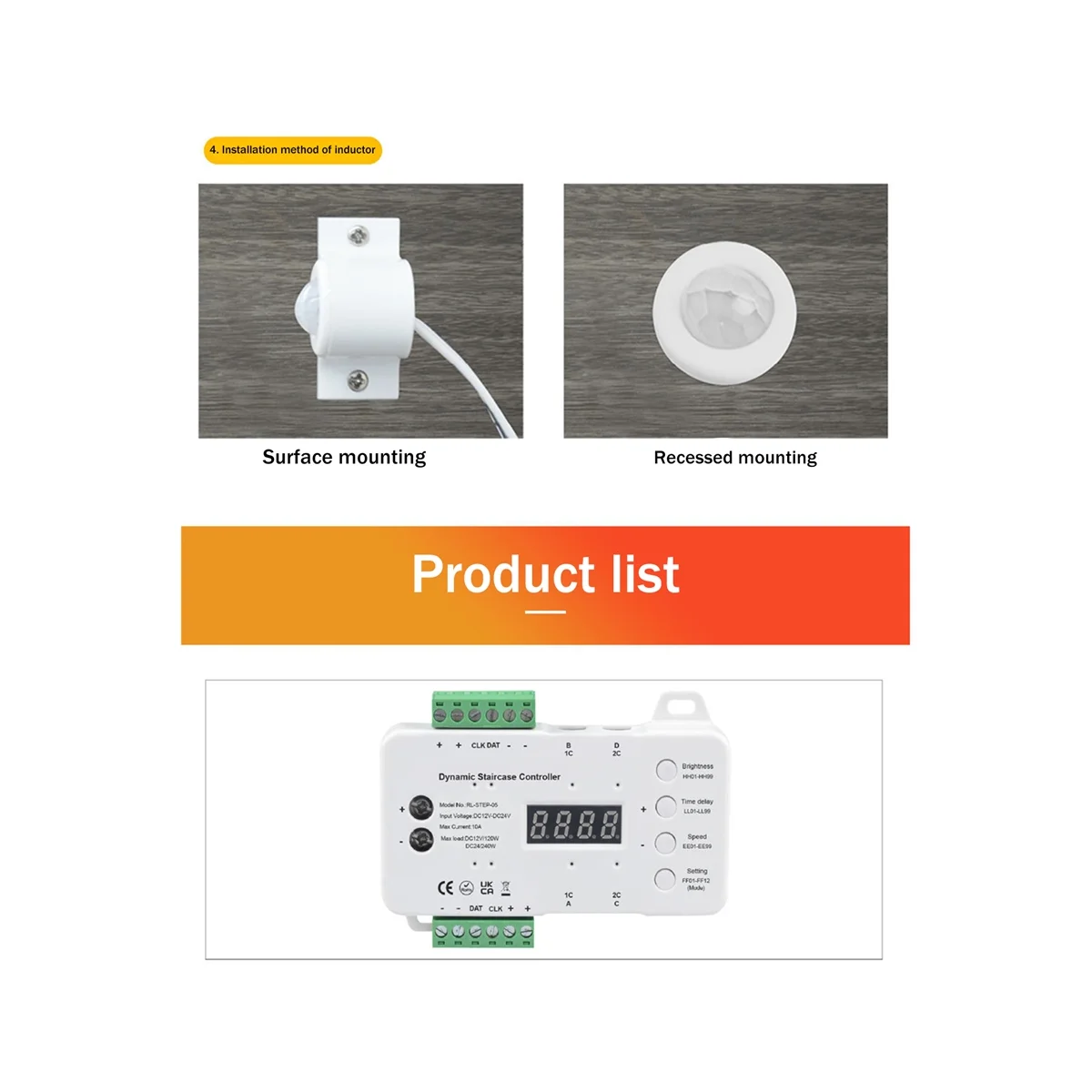 Human Body Infrared Sensor Controller Sensor Stair Light Controller DC12V-24V Tread Smart Stair Controller