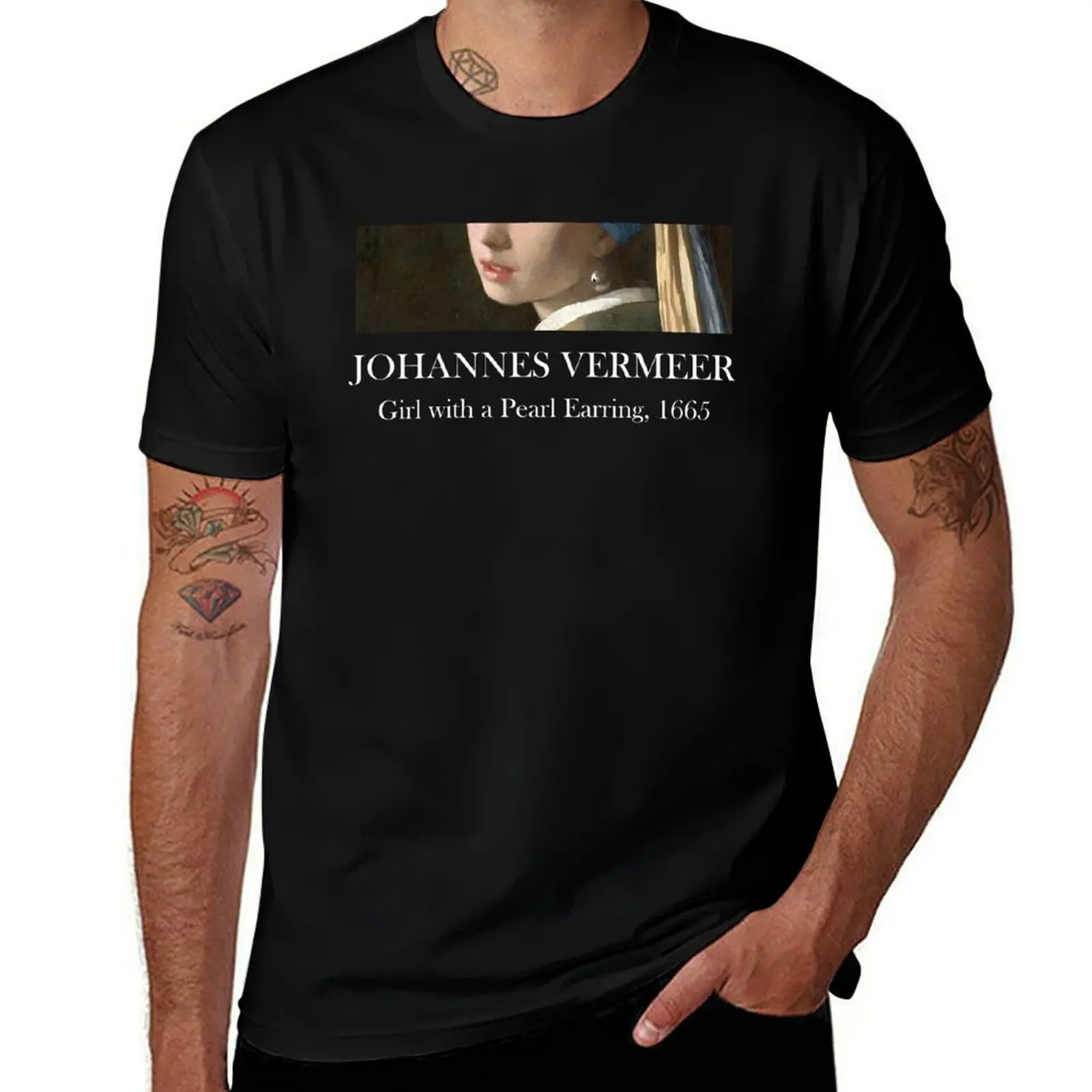 Johannes Vermeer - Girl with a Pearl Earring T-Shirt anime sports fans men workout shirt