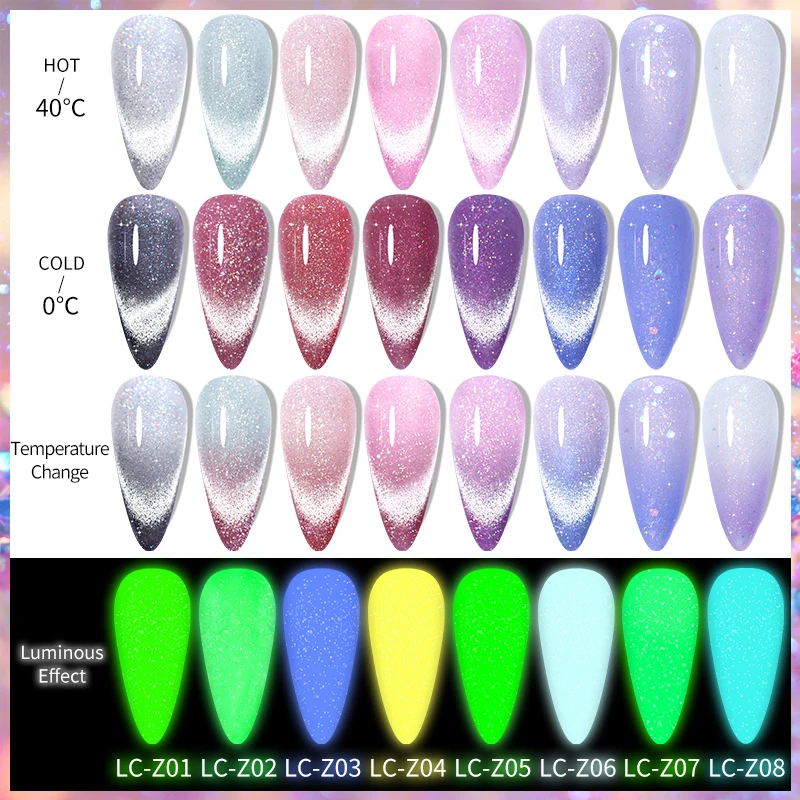 Lilycute Thermische Kat Magnertic Lichtgevende Gel Nagellak Glow In Dark Temperatuur Kleur Veranderende Reflecterende Nail Art Gel Lak