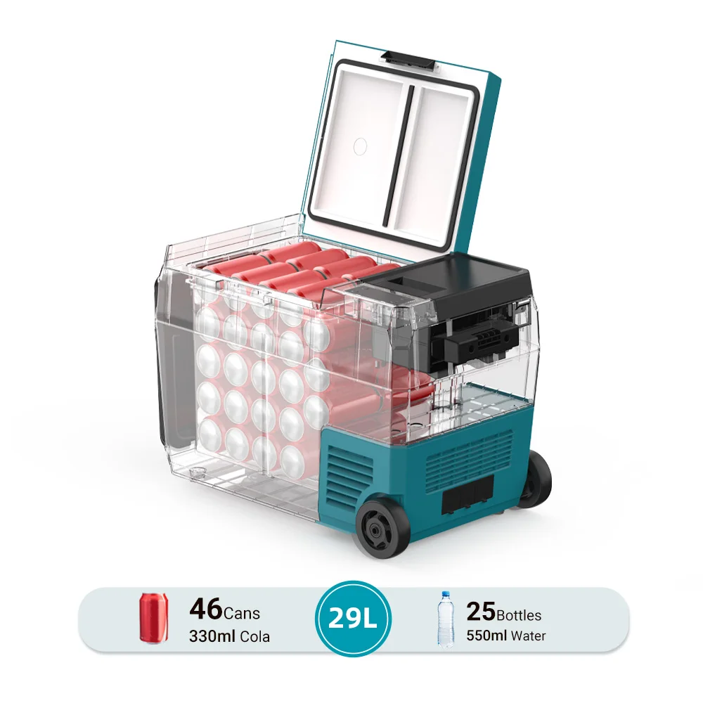 Portable Car Fridge  Solar Battery Powered Car Fridge Box Freezer Electric Cooler Portable Auto Refrigerator With Wheels view 4