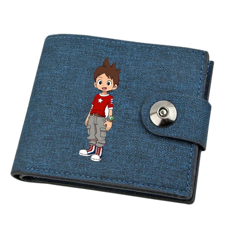 Boy Gril Coin Purse Anime Yo-kai Watch Cartoon Wallet Canvas Teenager Casual Cash Holder Bi-Fold Buckle Short Wallet