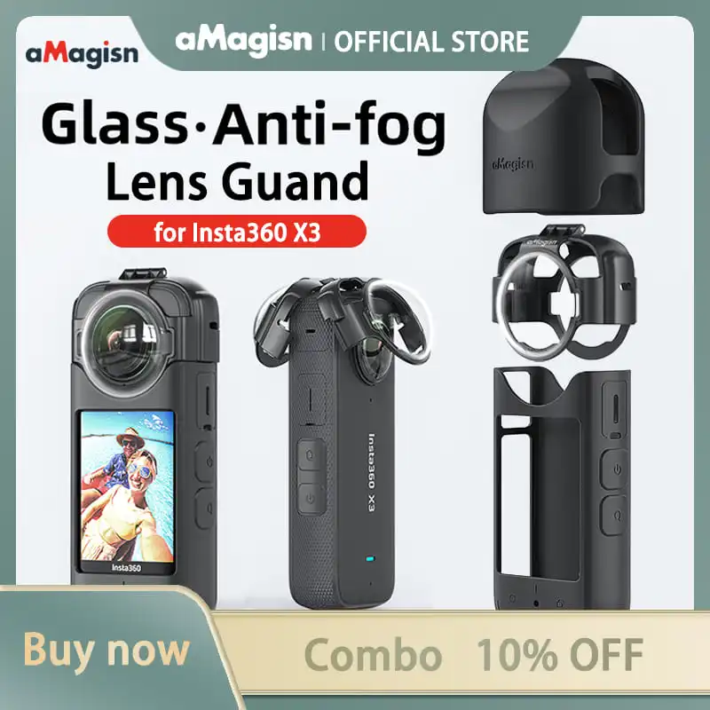 aMagisn Glass Anti-fog Lens Guard for Insta360 X3 Removable Lens Guard Upgrade Optical Glass Protective Guard Accessories