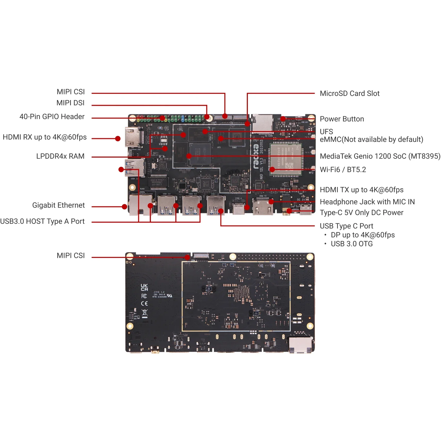 Radxa NIO 12L SBC, OS Pre-installed, MTK Genio 1200 8-core CPU, Single Board Computer