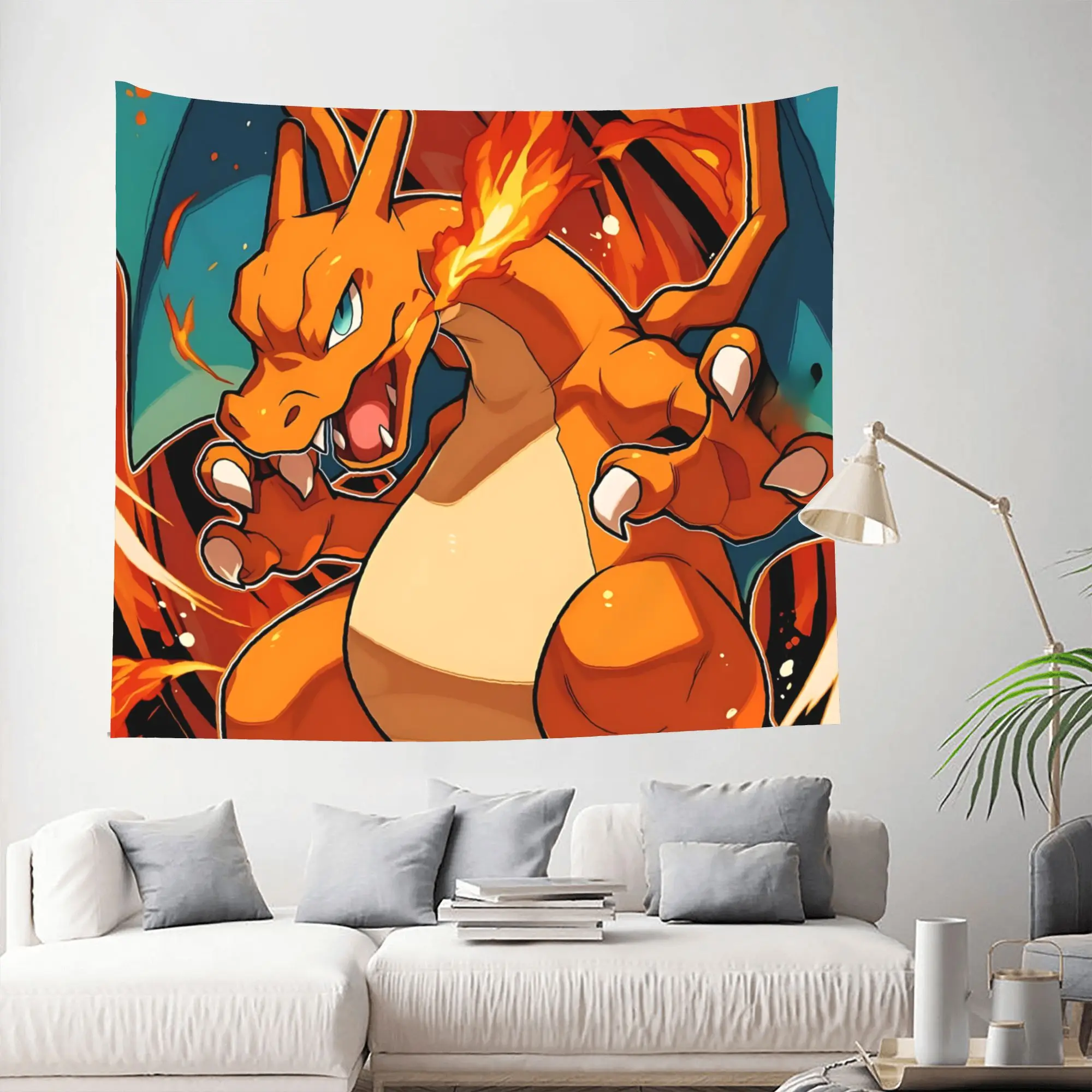 Customized Pokemon cutecore Tapestry Bedroom Decoration Charizard Wall Hanging Blanket Tapestry Cool Stuff For Room