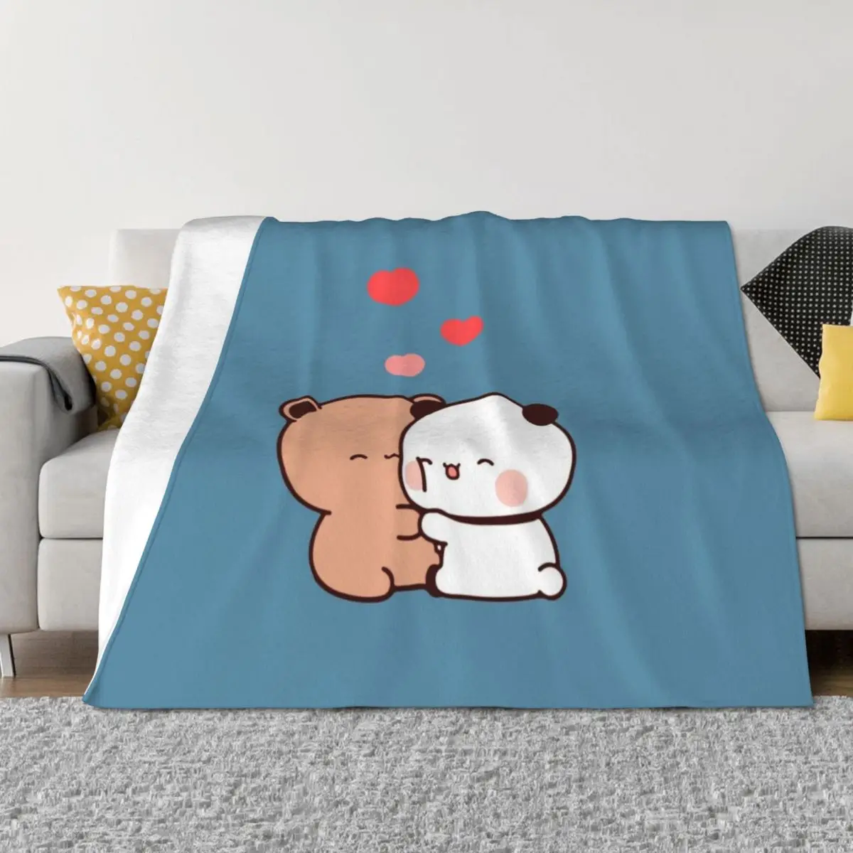 

panda bear bubu and dudu hugs love Throw Blanket Sleeping Bag For Sofa Thin Giant Sofa Cute Plaid Blankets
