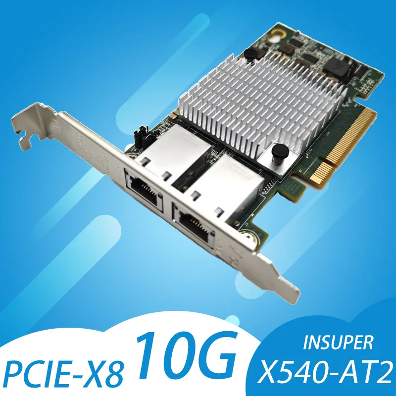 Scheda Ethernet per server a doppia porta 10G X540-T2 PCIE-X8 Adattatore di estensione di rete 2 porte 10 Gigabit RJ45 Cavo PC Controller LAN PCIEX16