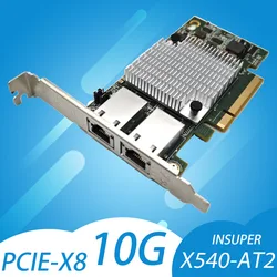 Placa ethernet de servidor de porta dupla 10g X540-T2 PCIE-X8 adaptador de extensão de rede 2 portas 10 gigabit rj45 fio pc lan controlador pciex16