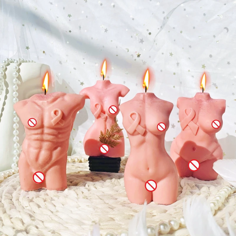 Ribbon Woman Body Candle Silicone Mold DIY Chest Bow Muscle Man Candle Making Soap Resin Mold Gifts Craft Supplies Home Decor