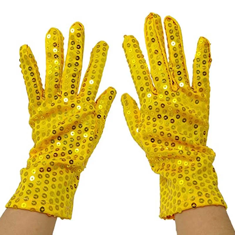 1 Pair Mens Womens Stage Performance Sequined Gloves Solid Color Gloves Formal Event Party Dancing Fashion Clothing Accessories