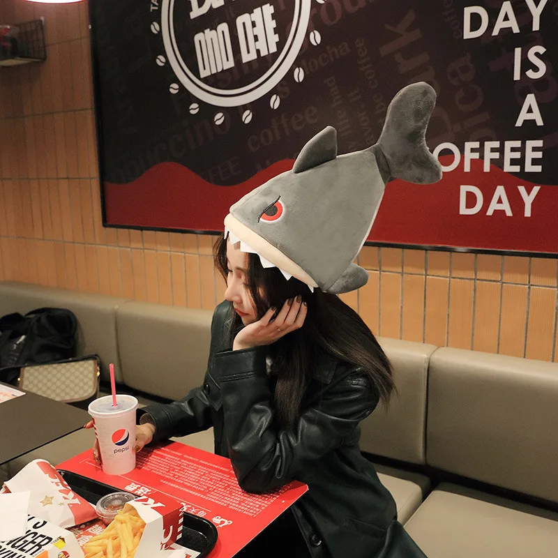 

Adult Funny Electric Shark Hat Fish Tail Hat Short Plush Singing Dancing Props Toys For Halloween Christmas Gift