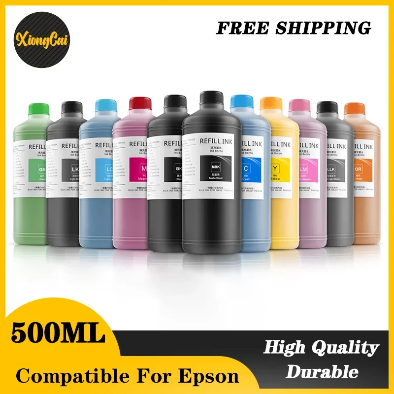 500ml Sublimation Ink Compatible For Epson Refill Ink i3200 XP600 TX800 L1440 F1080 Print head Heat Transfer Kit Press T-Shirt