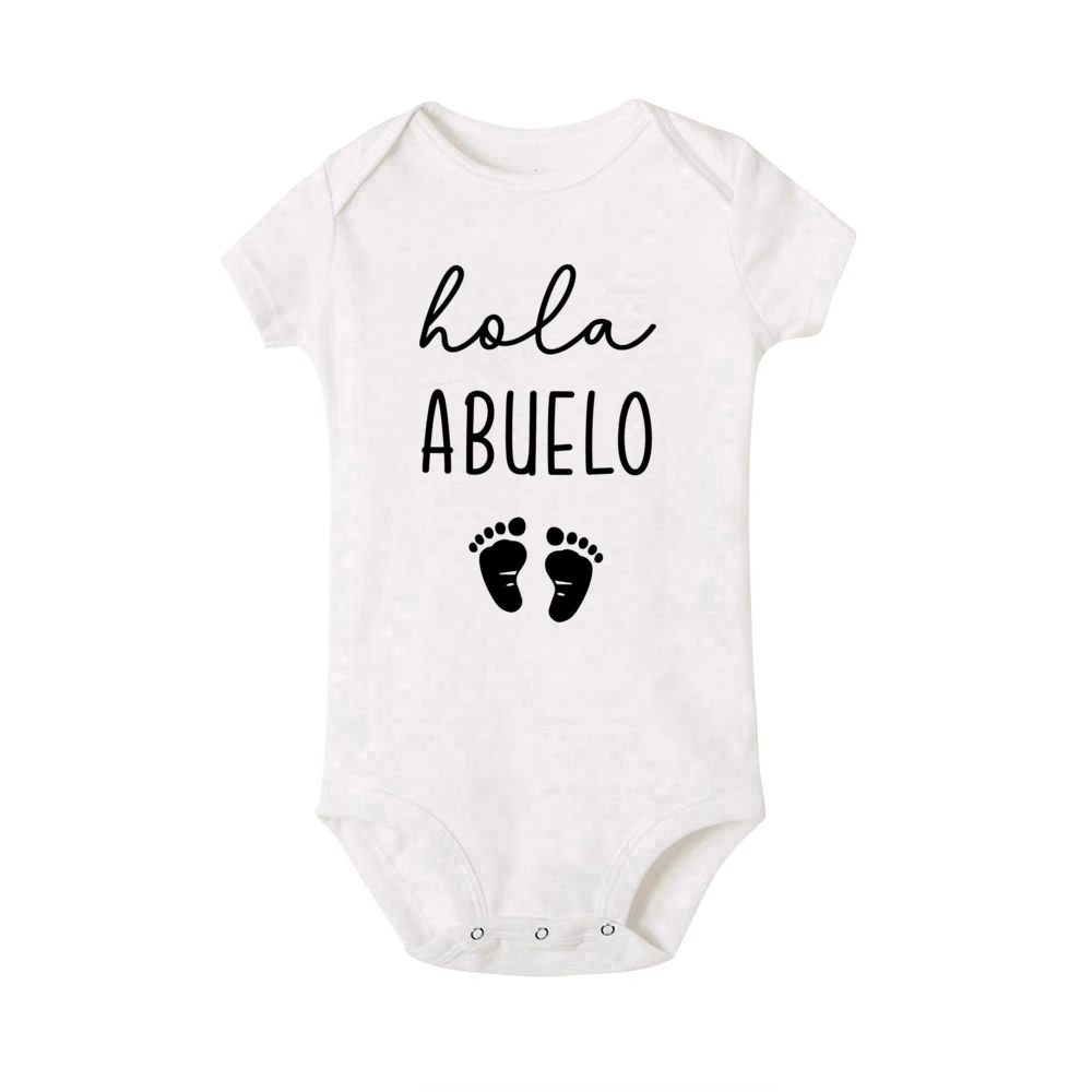 Hola Abuela Abuelo Tio Tia Spanish Baby Newborn Bodysuits Rompers Announcement Pregnancy Revea Colothes Grandma Grandpa Gifts