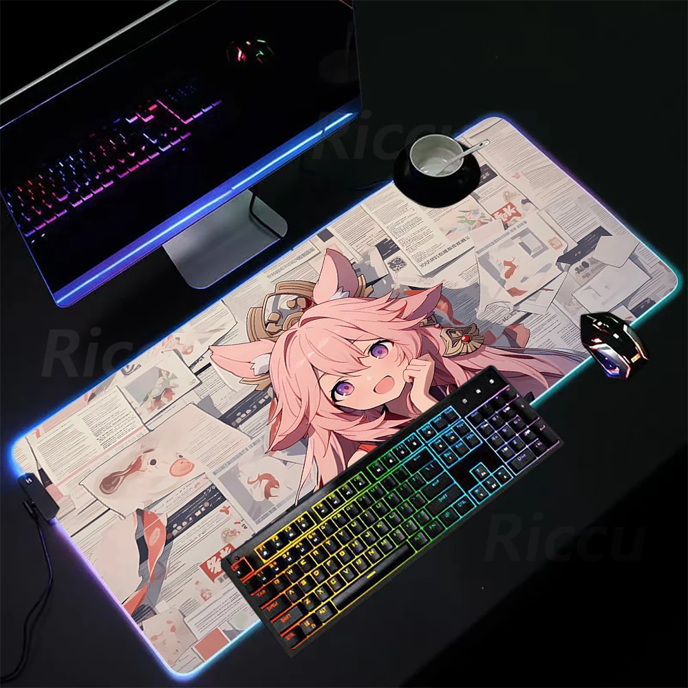 

Many people like it Anime Newspaper Girl XXL mouse Pad HD printing RGB Mouse Pad Desktop Large size gaming accessories mouse pad