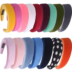 New Padded Headbands For Women Wide Velvet Bezel Hair Band Hair Hoop Girls Sponge Thick Solid Color Hair Accessories Headwear