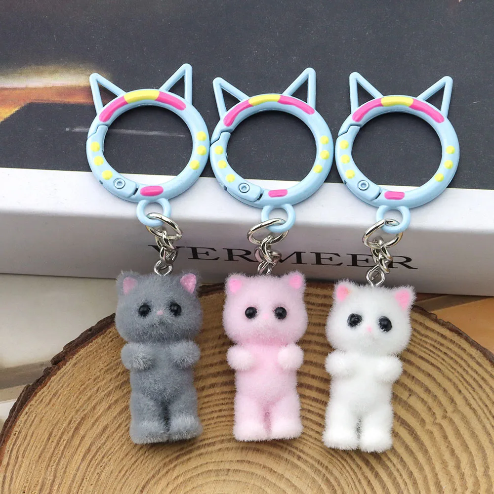 

10pcs Resin Flocking Cat Cartoon Cute Pendant Camouflage Keychain Backpack Small Pendant Handmade Jewelry