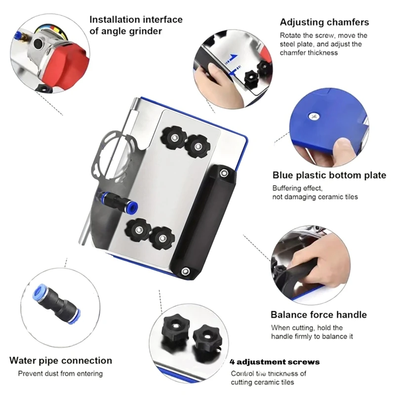 Комплект подставки для угловой шлифовальной машины типа ABDJ-100 для плитки 45 ° Угловая шлифовальная машина для резки фаски, инструмент для снятия фаски с металлической рамой