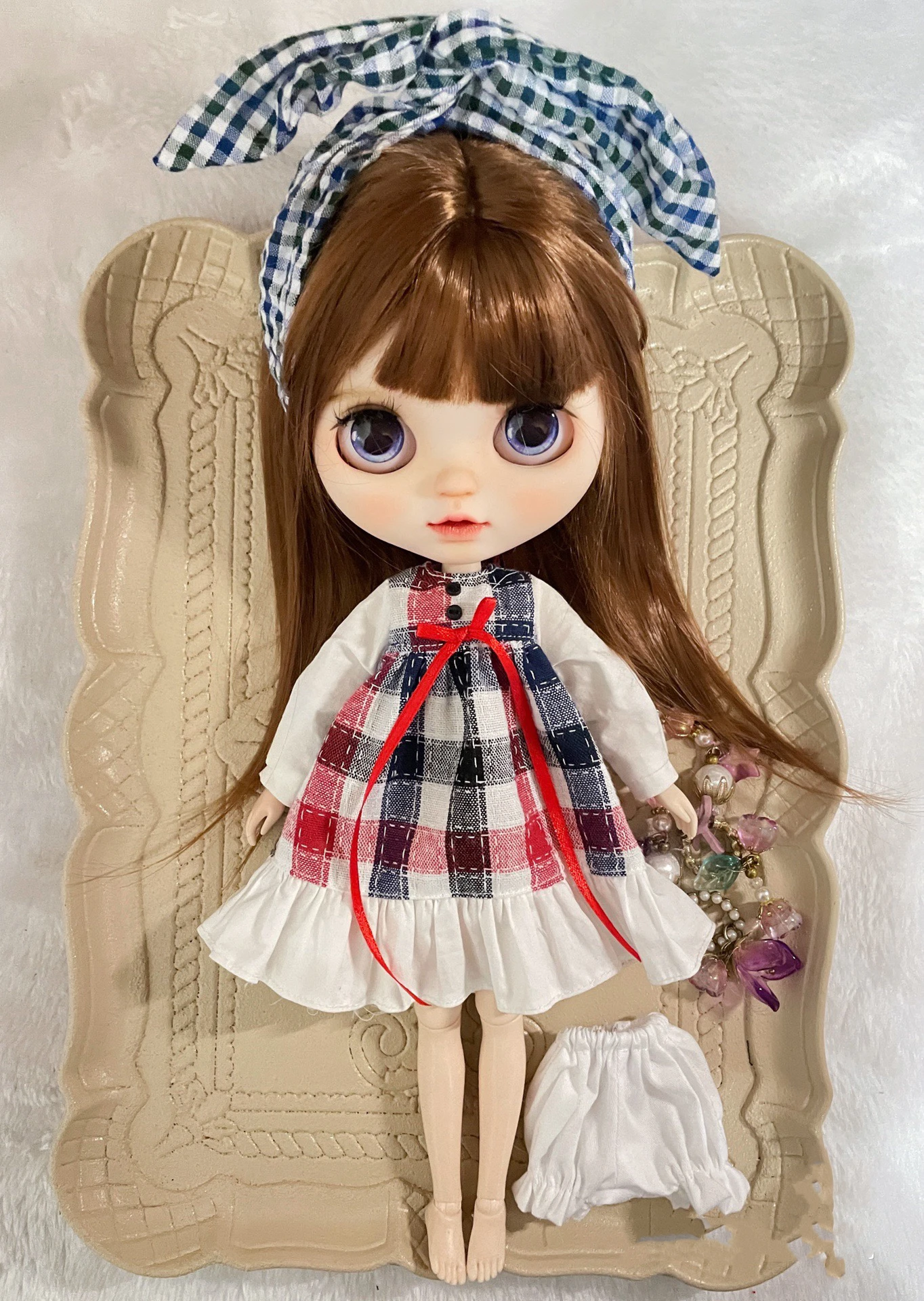 

Blythe clothes dress Plaid skirt dressing 1/6 30cm BJD anime girl (Fit for Pullip,Ob24, Licca)