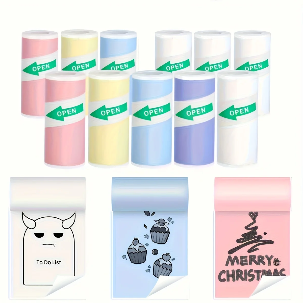 Color Mini Thermal Paper 57*25mm Self-Adhesive Label Paper for Mini Printers Suitable for Office Study Notes, Work Memos, etc.