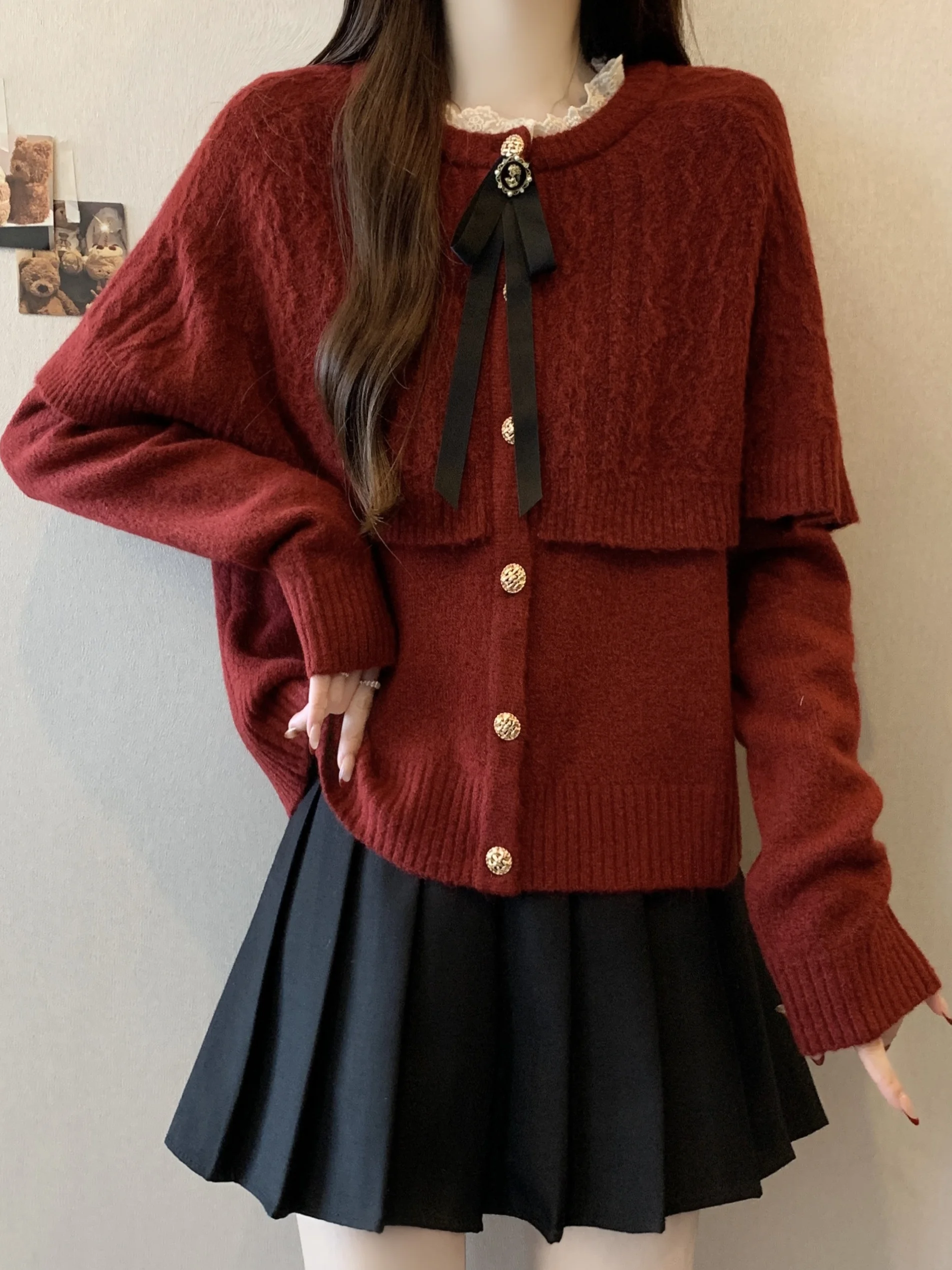 

plus Size Women's Knitted Coat oulder Design Slimming Meat Covering Autumn Winter New Sle Ladies Loose Fit Long Sve Sw...