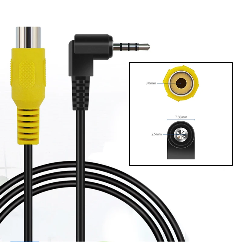 AV In Video Cable Adapter 2.5mm male AV Jack Male Plug To RCA Female connector for GPS and Rear Camera Converter wire A7