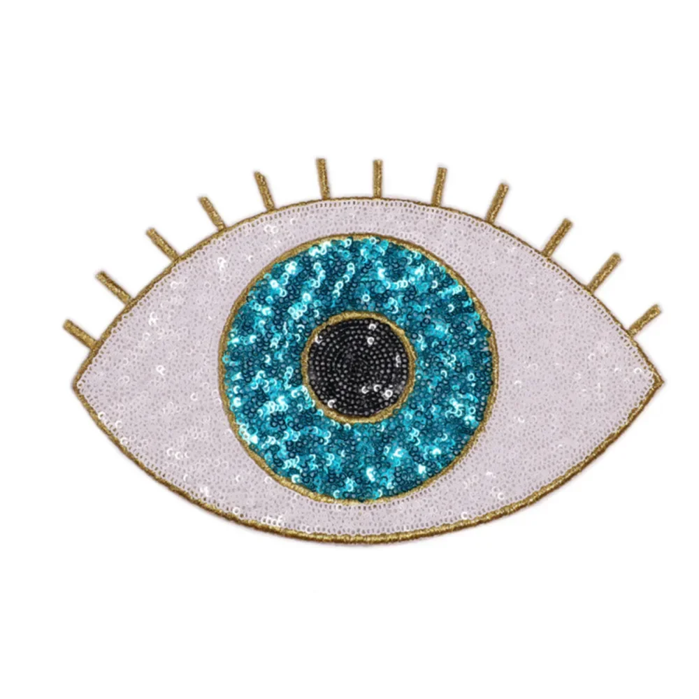 Evil Eye Iron on Patch for Clothing DIY Sewing Accessories Fashion Sequin Appliques Embroidery Patches Stickers Punk Decoration