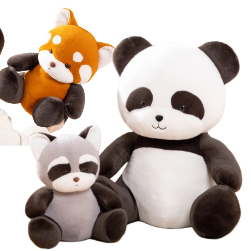 

23/32/45cm Cute Raccoon Brown Bear Panda Plush Toy Sitting Animal Plush Toy Decoration Bedroom Gift For Boys And Girls