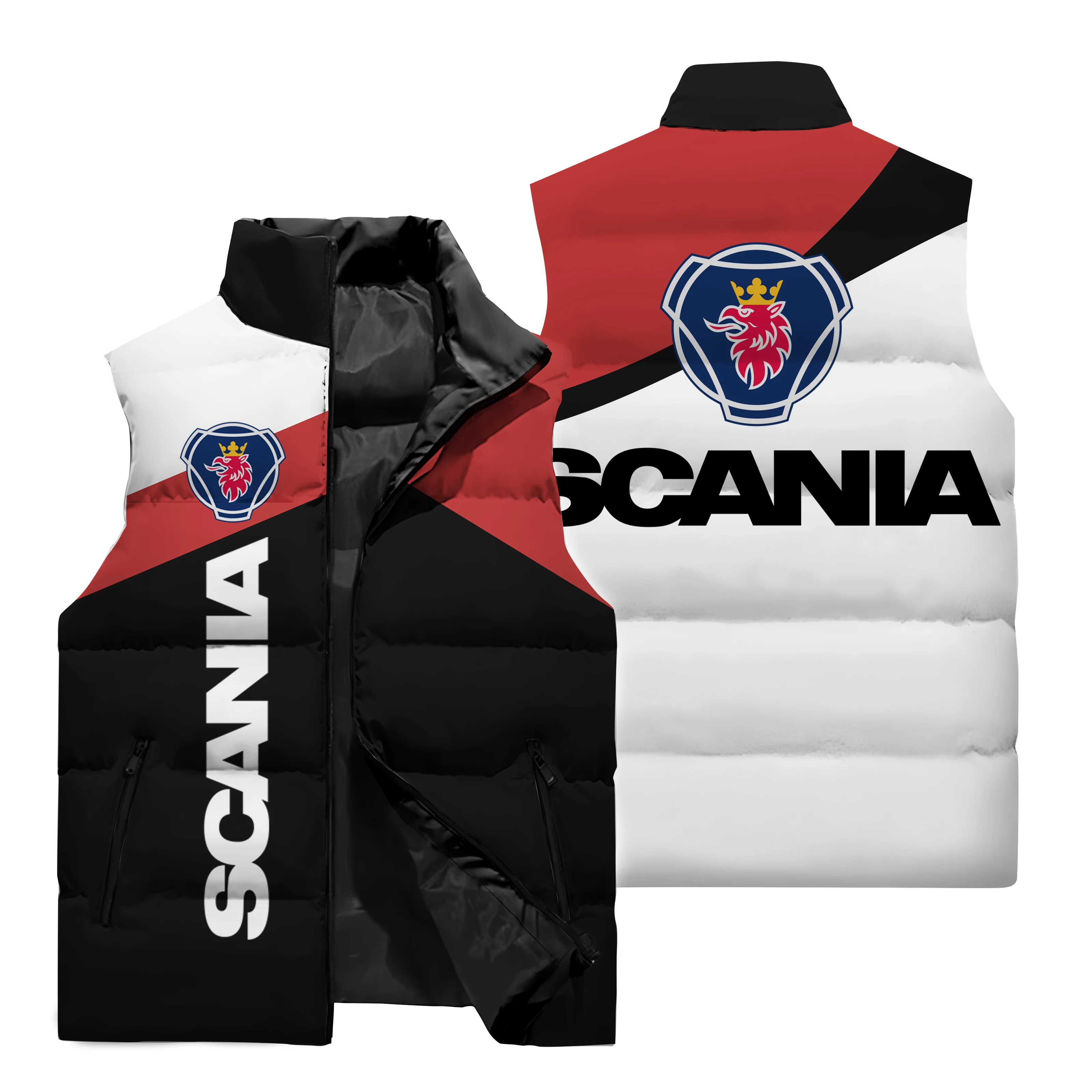 Scania Car Printed Vest Men\'s Clothing Street Fashion New Vest Cotton Lining Winter Coldproof Warm Men\'s Oversized Vests S-6XL