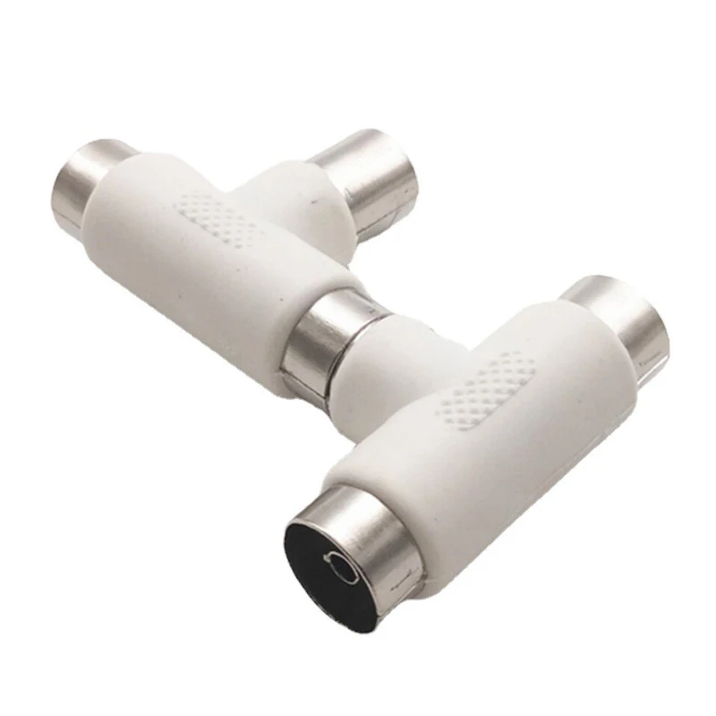 Cable TV Splitter Three-way T-shaped Plug TV One Revolution Two Female RF Adapter Signal Line Connector Adapter