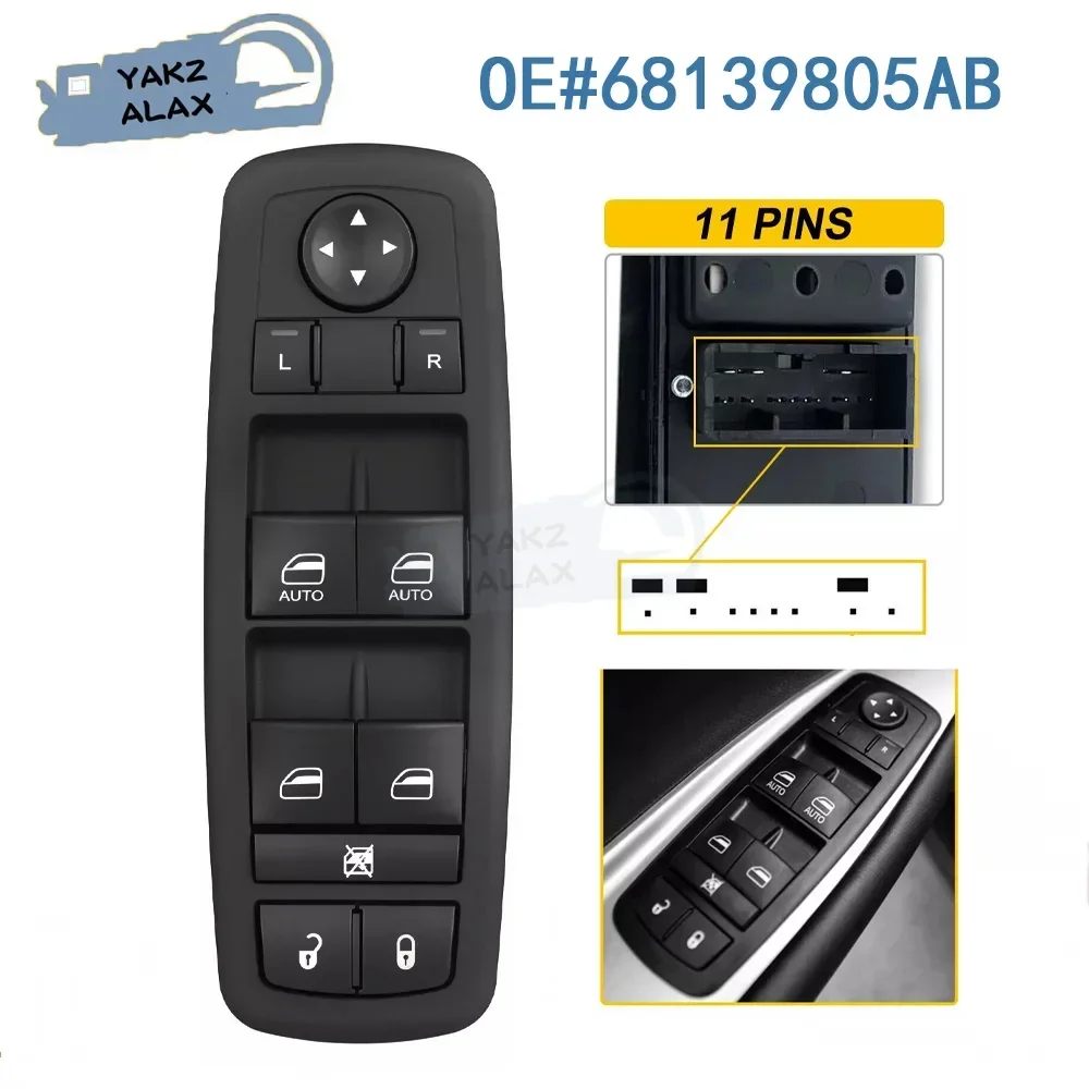 68139805AB 68620474AA for 2011-2017 Dodge Charger Chrysler Front Left Electric Power Window Control Switch Button Accessories