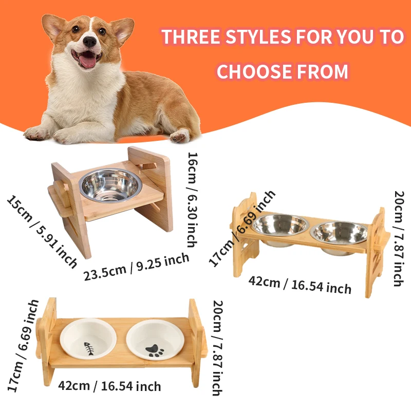 Adjustable Dog Feeder Double Bowl Pet Feeding Rack Folding Feeder Table Stainless Bowls For Cats Dogs