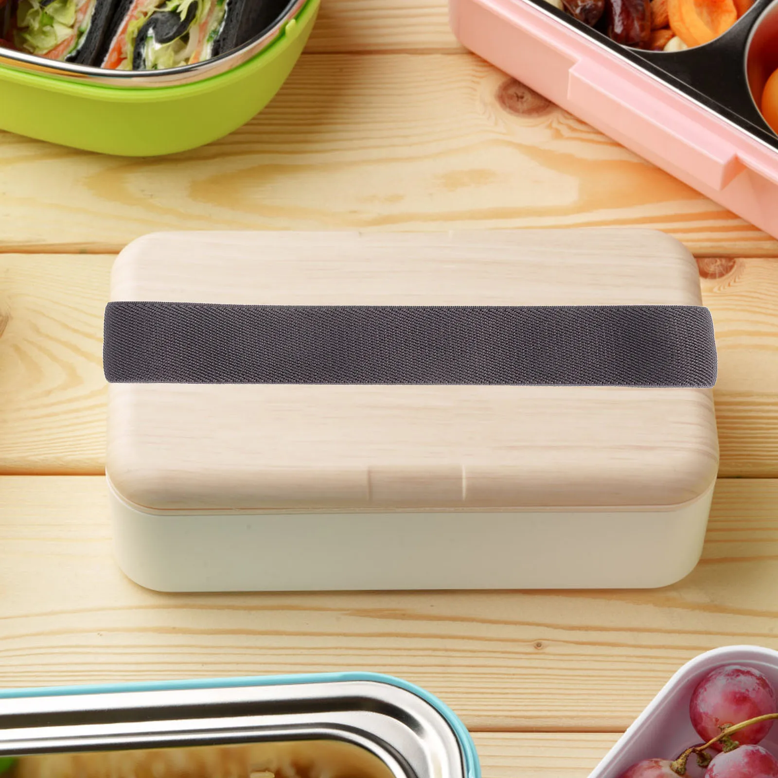 

4Pcs Elastic Bento Strap Bands Stretchable Lunch Box Fixing Straps for School Work Picnic Camping Food Container Holder Secure