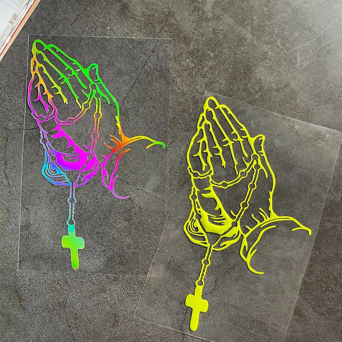 Prayer Gesture Reflective Car Stickers Decor Motorcycle Moto Auto Body Windshield Fuel Tank Decorative Decal Accessories