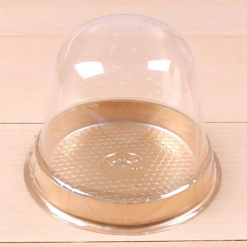 Clear Golden Cake Box Transparent Round Mousse Plastic Cake Boxes With Lid Wedding Party Supplies 300sets ni76