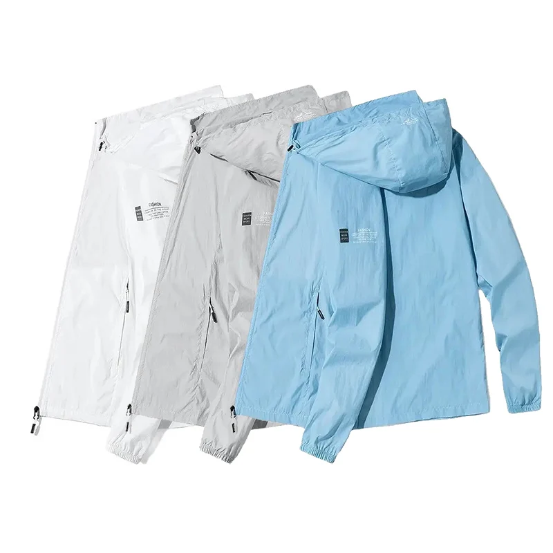 

Summer Fashion New Men's Sunscreen Clothing Ultra-Thin Breathable Ice Silk Fishing Skin Coat Quick-Dry Loose Jacket