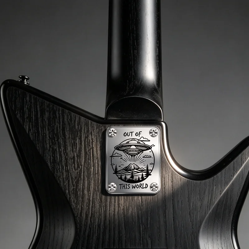 Fender Decorative Four-Screw Neck Plate for Guitars — UFO — Soaring Through Space