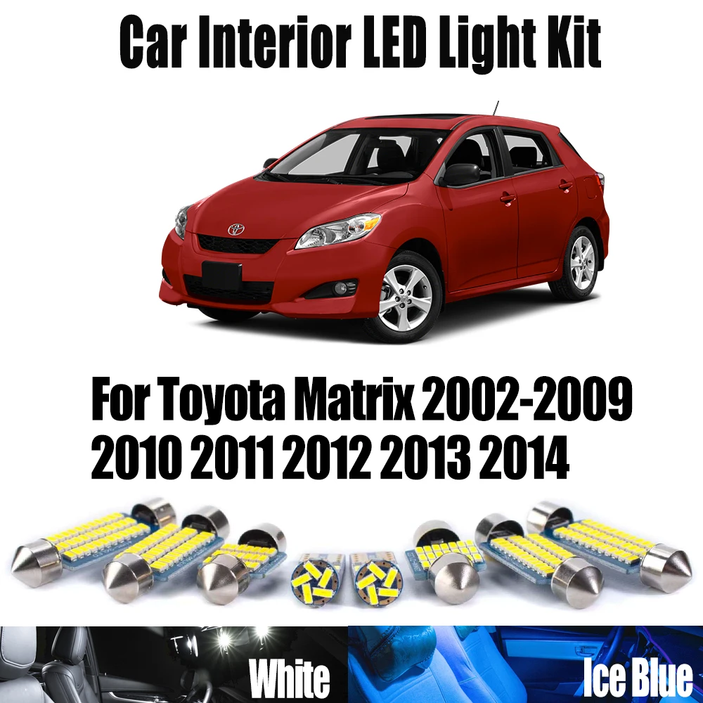 

8Pcs Canbus Reading Light For Toyota Matrix 2002- 2010 2011 2012 2013 2014 Car LED Interior Map Dome License Plate Bulbs Kit