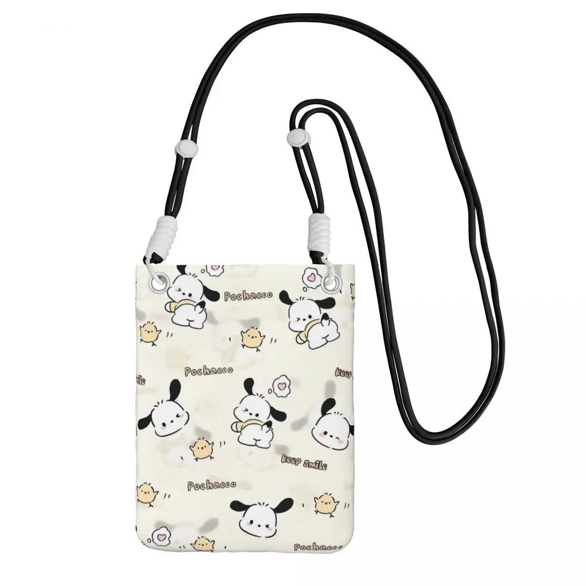 

Сумка для мобильного телефона Pochacco на заказ, диагональная сумка через плечо для мужчин и женщин, сумка через плечо со съемным плечевым ремнем, городская прогулка