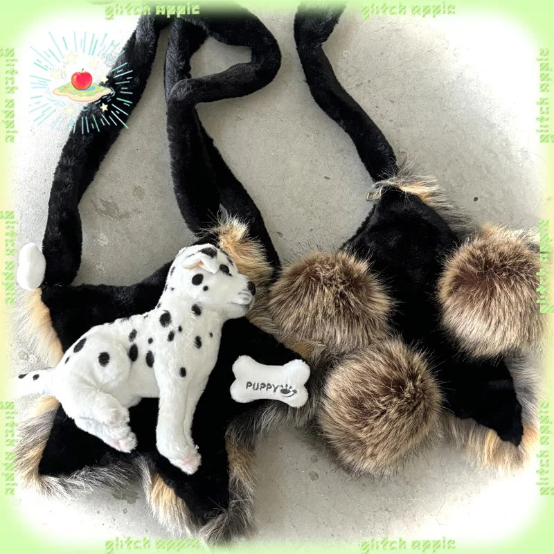 

Subculture Original Plush Bag Cute Dog Design Y2k Autumn Winter Casual Commute Furry Star Crossbody Bag Christmas Gift For Women