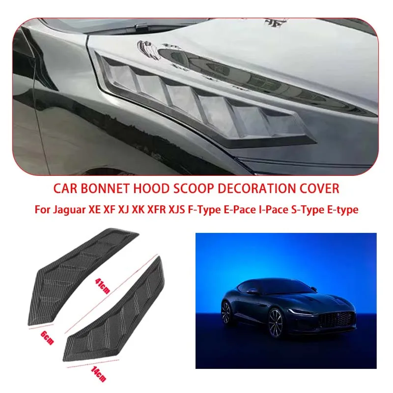 2 Pcs Gloss Black For Jaguar Hood Vents Bonnet Cover Rubber Front Bonnet Vent car decorations