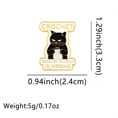 Cartoon Black Cat Crochet Enamel Pin Animal Badges on Backpack Brooches for Women Metal Lapel Pins Cosplay Accessories Toys Gift - Image 5