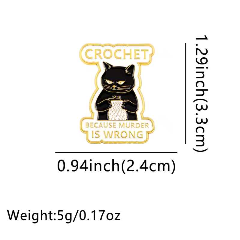 Cartoon Black Cat Crochet Enamel Pin Animal Badges on Backpack Brooches for Women Metal Lapel Pins Cosplay Accessories Toys Gift - Image 5