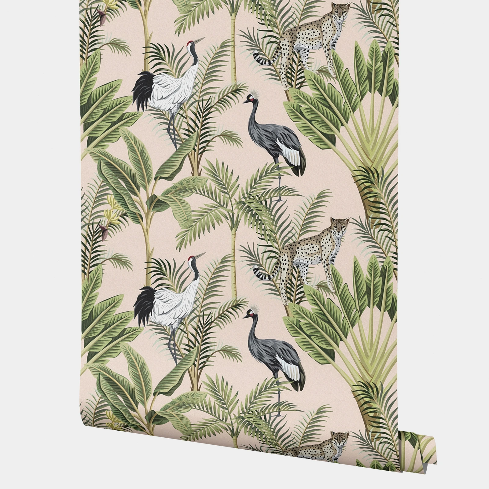 

Обои с изображением тропических джунглей, художественные клейкие настенные обои, яркие обои для спальни, уникальная наклейка на обои, 50*300