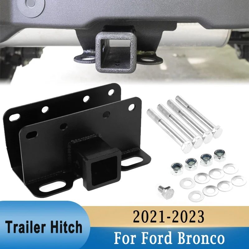 2 inch Alloy Steel Rear Bumper Bar Tow Trailer Hook Hitch Bracket Towing Bars Mounting for Ford Bronco 2021-2023 Exterior Parts