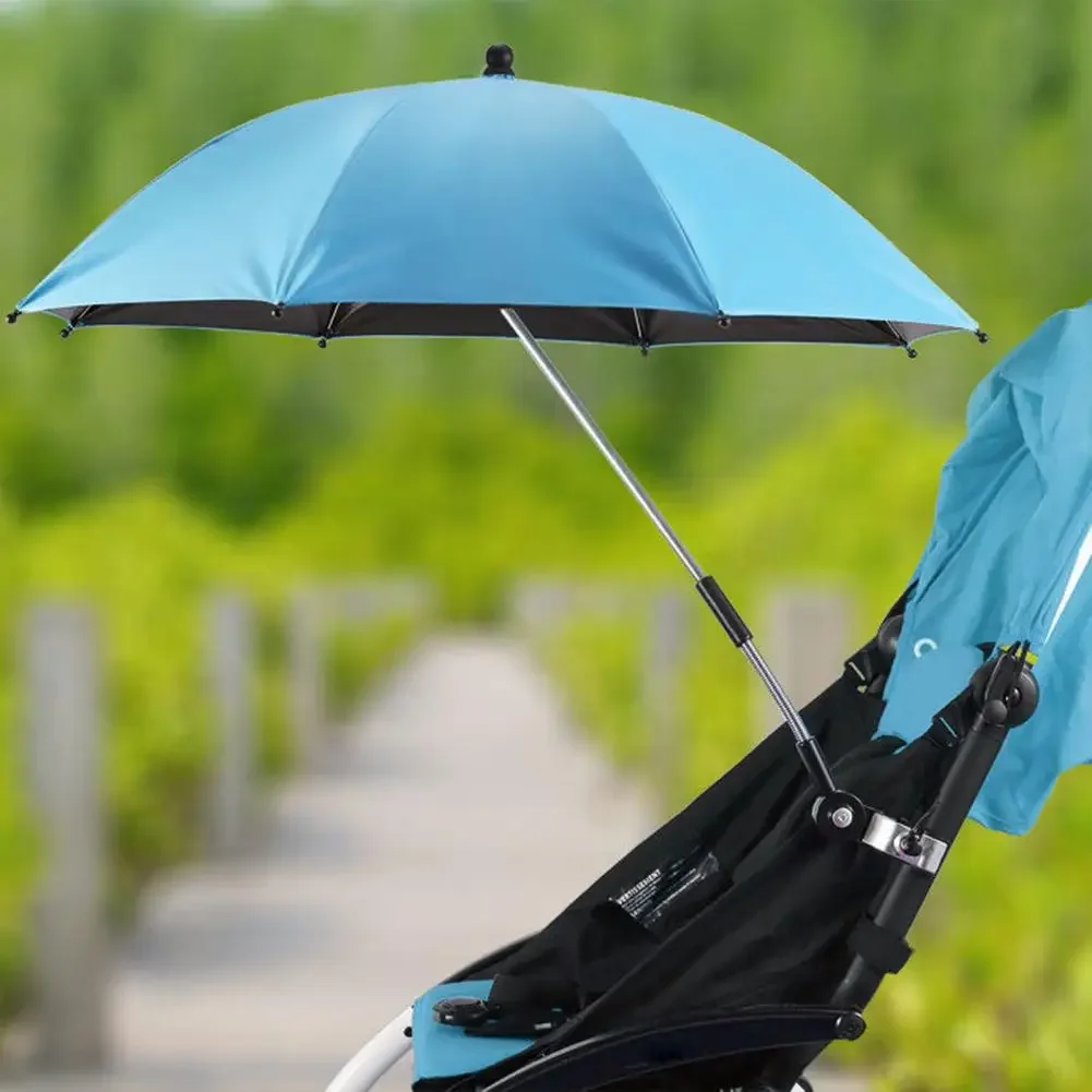 Mini paraguas con abrazadera ajustable, sombrilla UV, resistente al agua, rotación de 360 grados, Buggy, sombrilla a prueba de sol, herramienta de equipo de lluvia