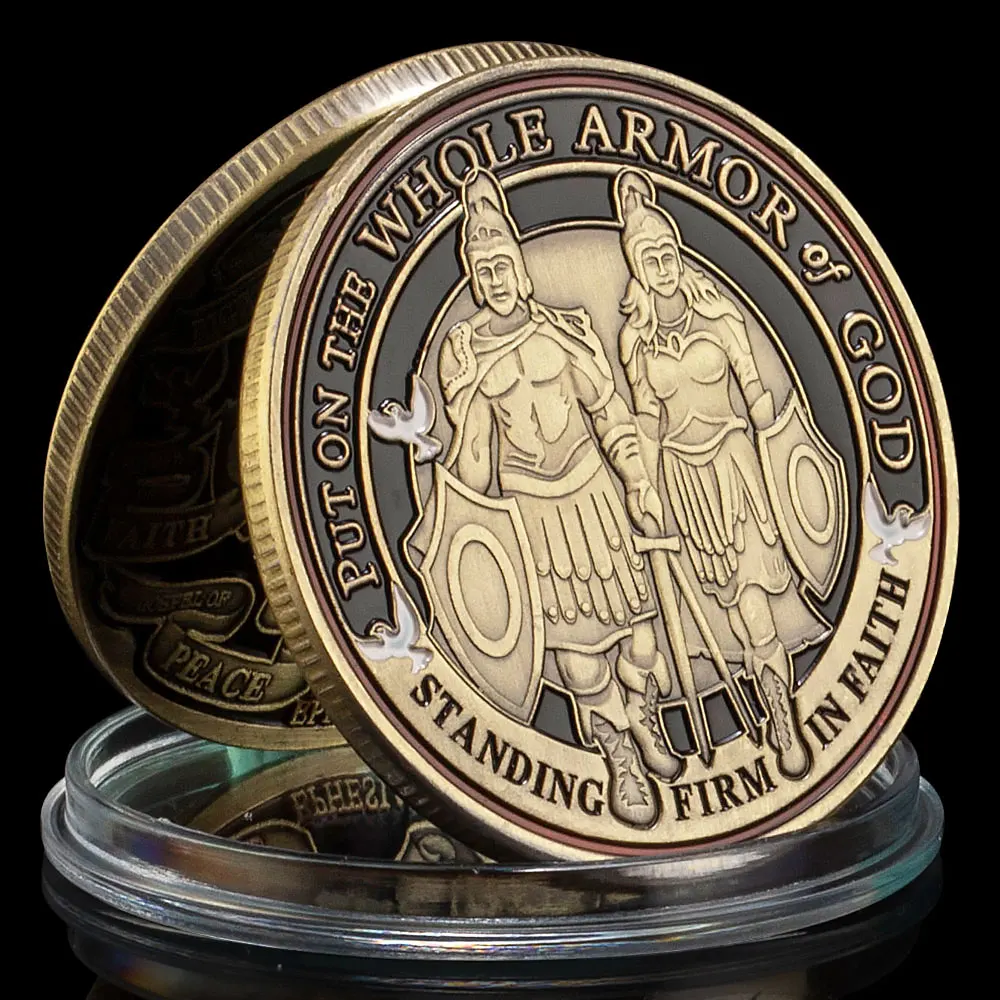 Put on The Whole Armor of God Bronze Plated Coins Souvenirs and Gifts Commemorative Coin Home Decorations Christian Coin