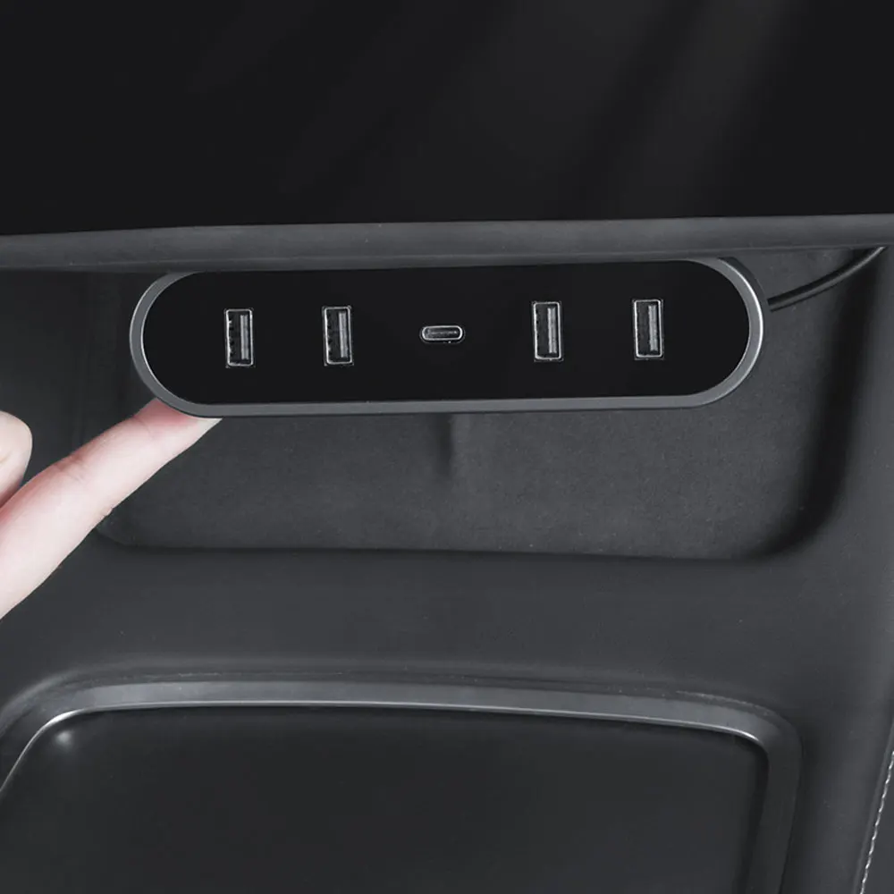 折りたたみ式で隠し USB 高速充電ドック スクリーン下 Tesla モデル 3/Y 2021-2024 急速充電器ドッキングステーション USB